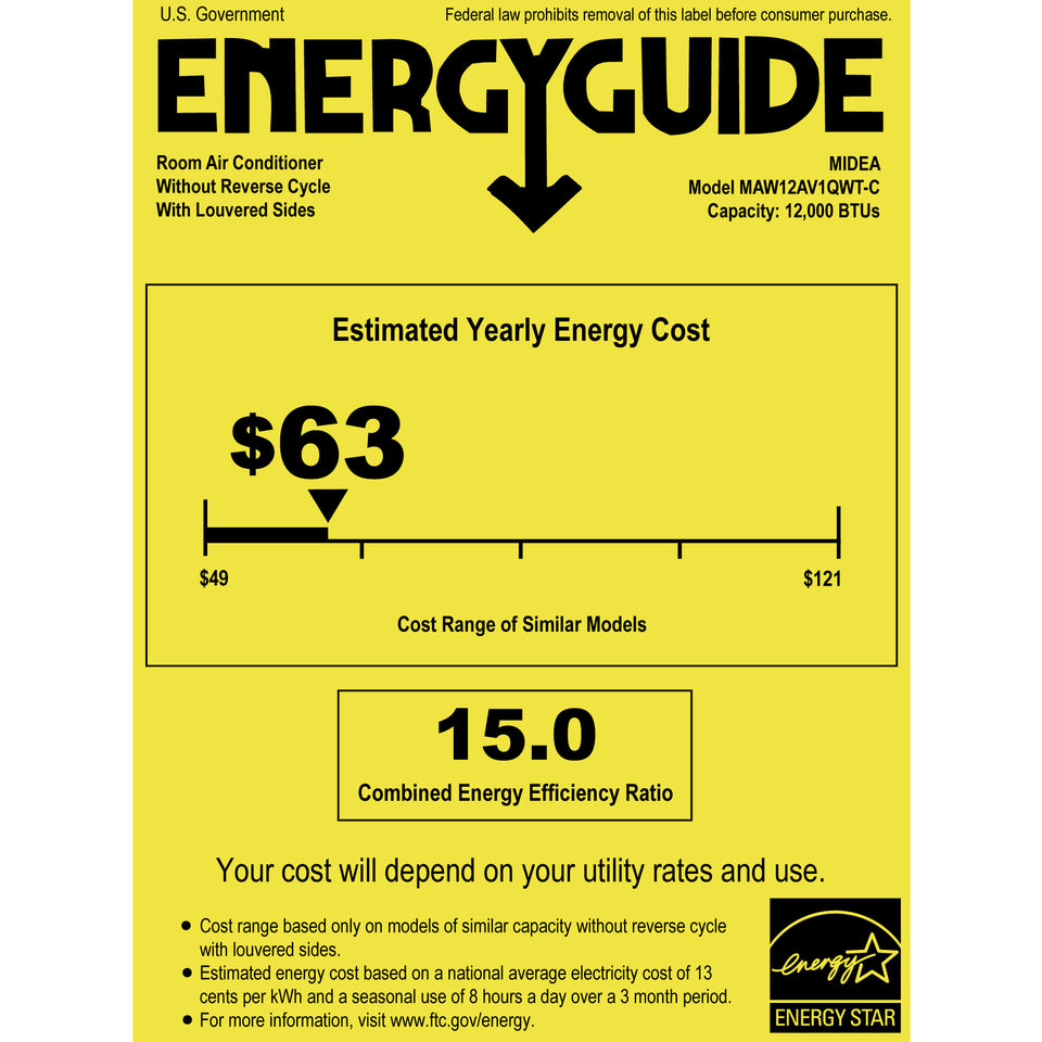 U 12,000 BTU Smart Inverter Window AC, Energy Star