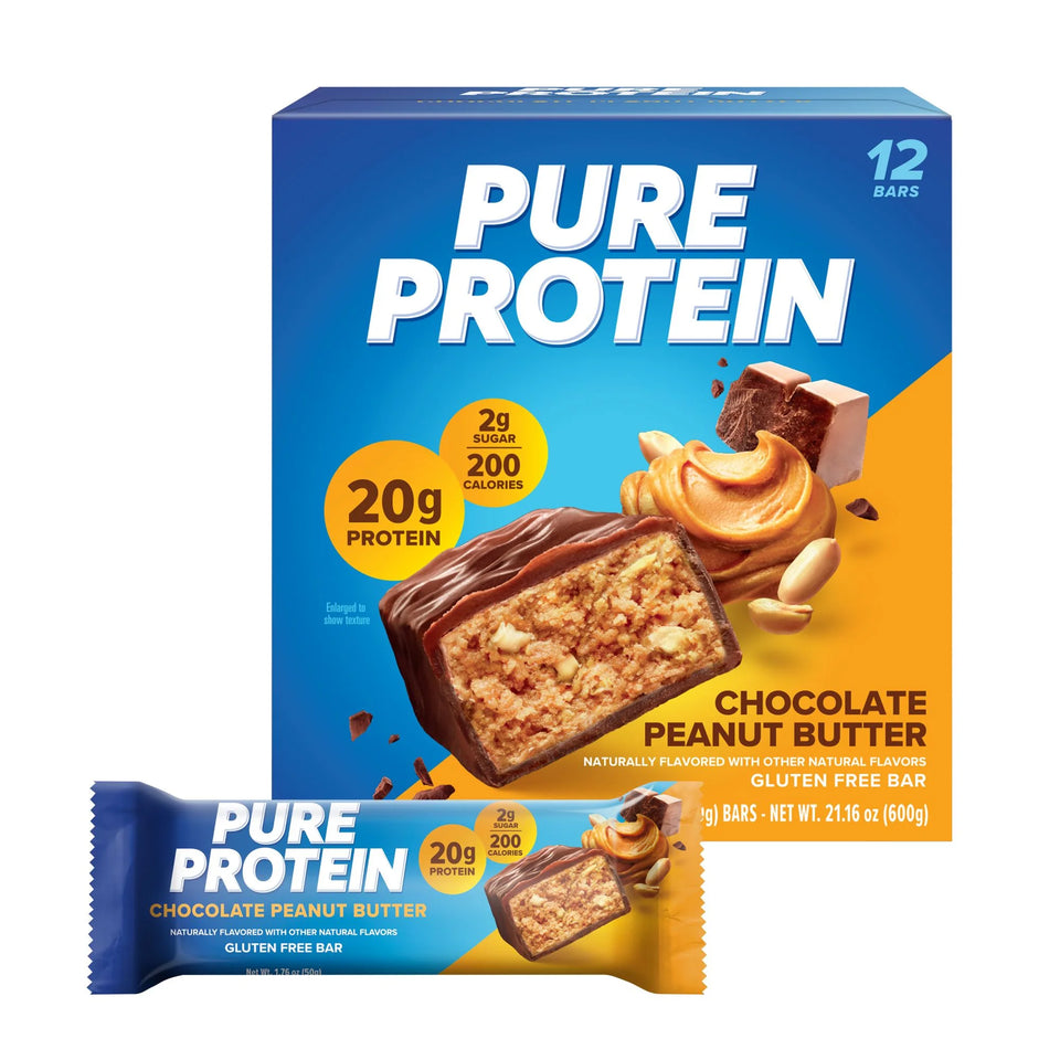 (3 Pack)  Bars, Chocolate Peanut Butter, 20G Protein, Gluten Free, 1.76 Oz, 12 Ct