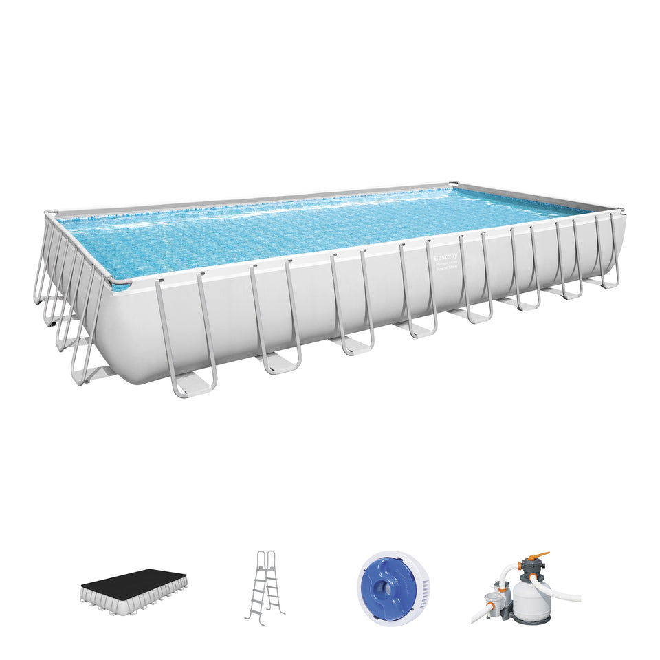 Platinum Series Power Steel 31'4" X 16' X 52" above Ground Pool Set, White