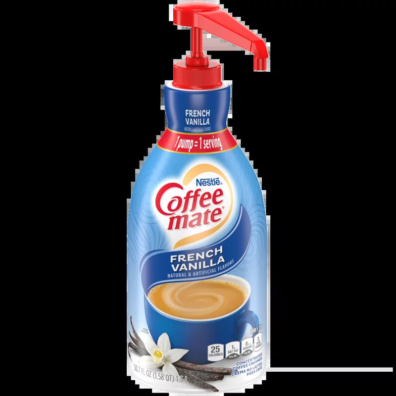 (2 Pack) COFFEE MATE French Vanilla Liquid Coffee Creamer, Bulk Coffee Creamer Pump Bottles, 50.7 Oz