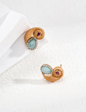 Nautilus Shell Zircon Stud Earrings