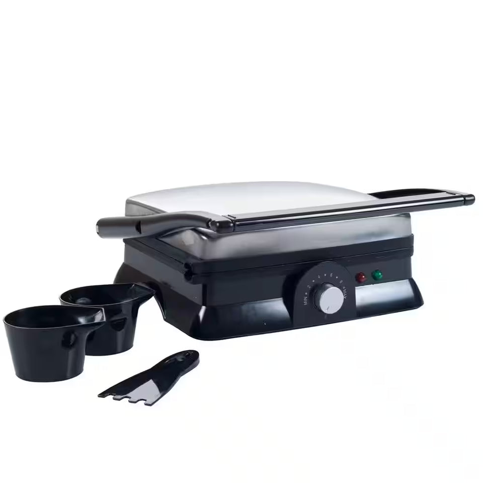 1400 W Silver Non-Stick Panini Press