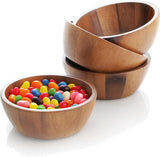 Set of 4 Acacia Wood Individual Serving Bowls for Salads, Fruits, Snacks, Nuts, Candy, 6 1/2" X 2 1/2"