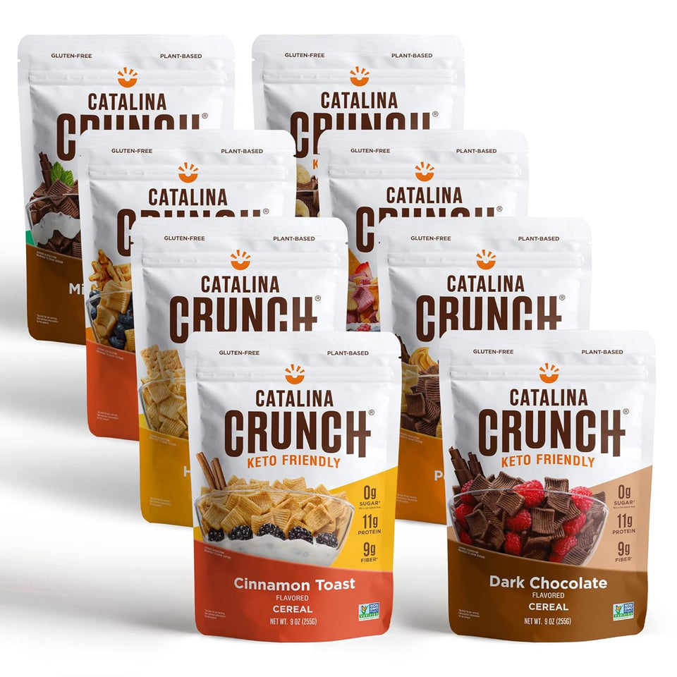 Keto Protein Cereal Variety Pack (8 Flavors) | Low Carb, Zero Sugar, Gluten Free, Fiber | Keto Snacks, Vegan Snacks, Protein Snacks | Keto Friendly Food
