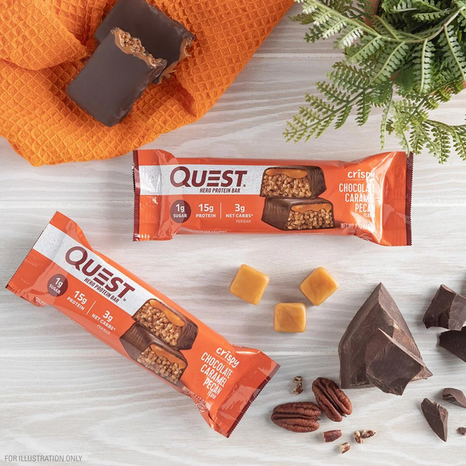 (3 Pack)  Crispy Protein Bar, 15G Protein, Chocolate Caramel Pecan Flavored, Gluten Free, 4 Count