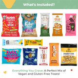 Vegan Gluten-Free Snack Gift Box: Variety of Delicious and Tasty Vegan Candy, Chips, Protein Bars, Cookies - Ideal Gift for Kids, Women, Men, Families and Holidays