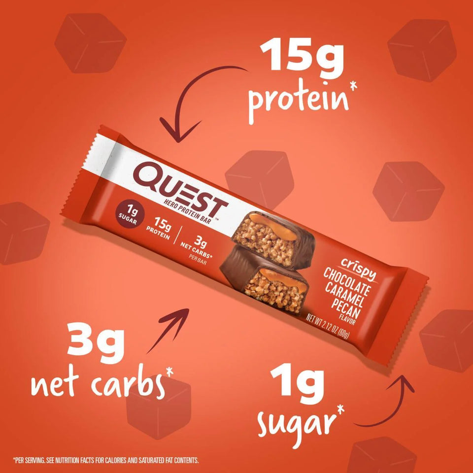 (3 Pack)  Crispy Protein Bar, 15G Protein, Chocolate Caramel Pecan Flavored, Gluten Free, 4 Count