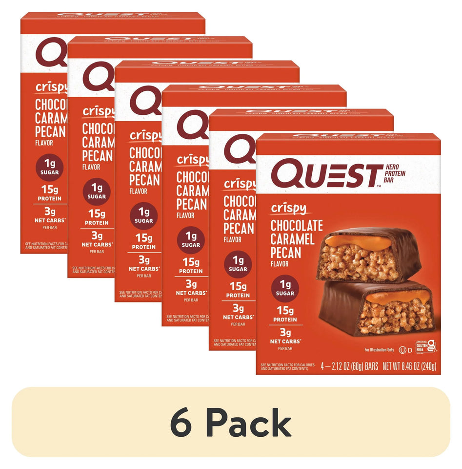 (3 Pack)  Crispy Protein Bar, 15G Protein, Chocolate Caramel Pecan Flavored, Gluten Free, 4 Count
