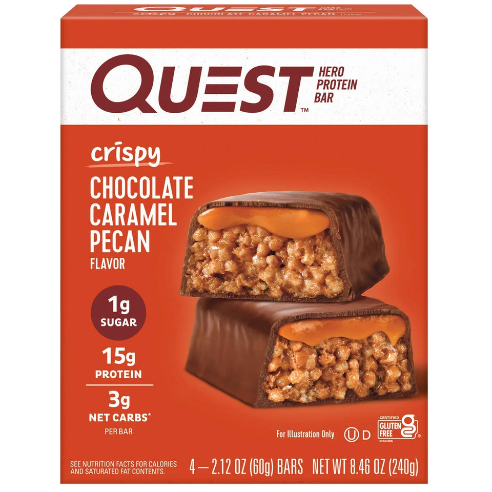 (3 Pack)  Crispy Protein Bar, 15G Protein, Chocolate Caramel Pecan Flavored, Gluten Free, 4 Count