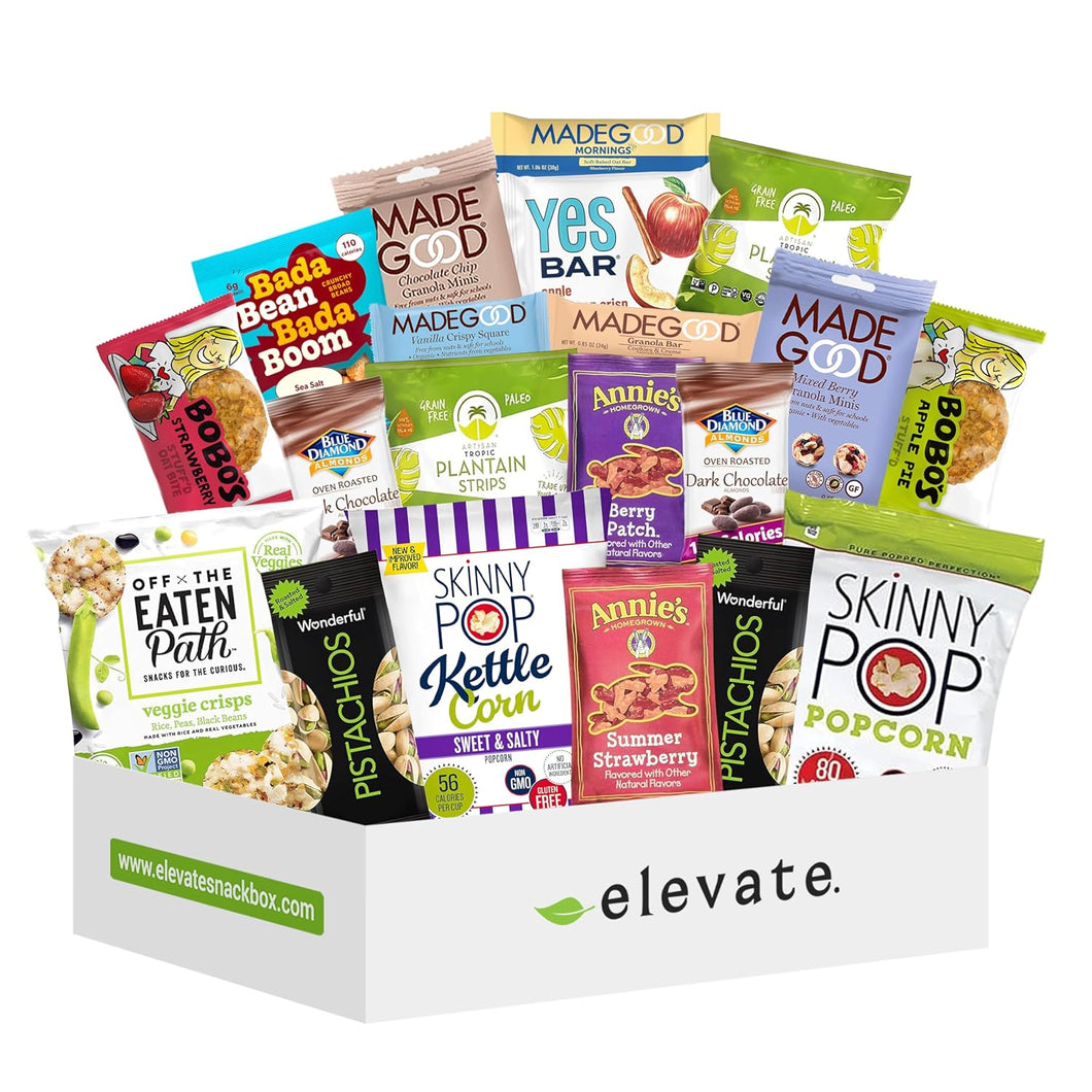 Premium Vegan, Gluten Free Healthy Snack Box: a Mix of 20 Individually Wrapped Snacks: Cookies, Nuts, Fruit, Chips, Care Package, Snack Variety Pack, Adults, Kids, Housewarming, Thank You Gift, Birthday, College Back to School Students, Road Trips, Plant Based