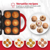 Non-Stick Cupcake Maker, Red - Makes 6 Full Size Cupcakes, Muffins, Cinnamon Buns - Birthdays, Holidays, and More, 800W