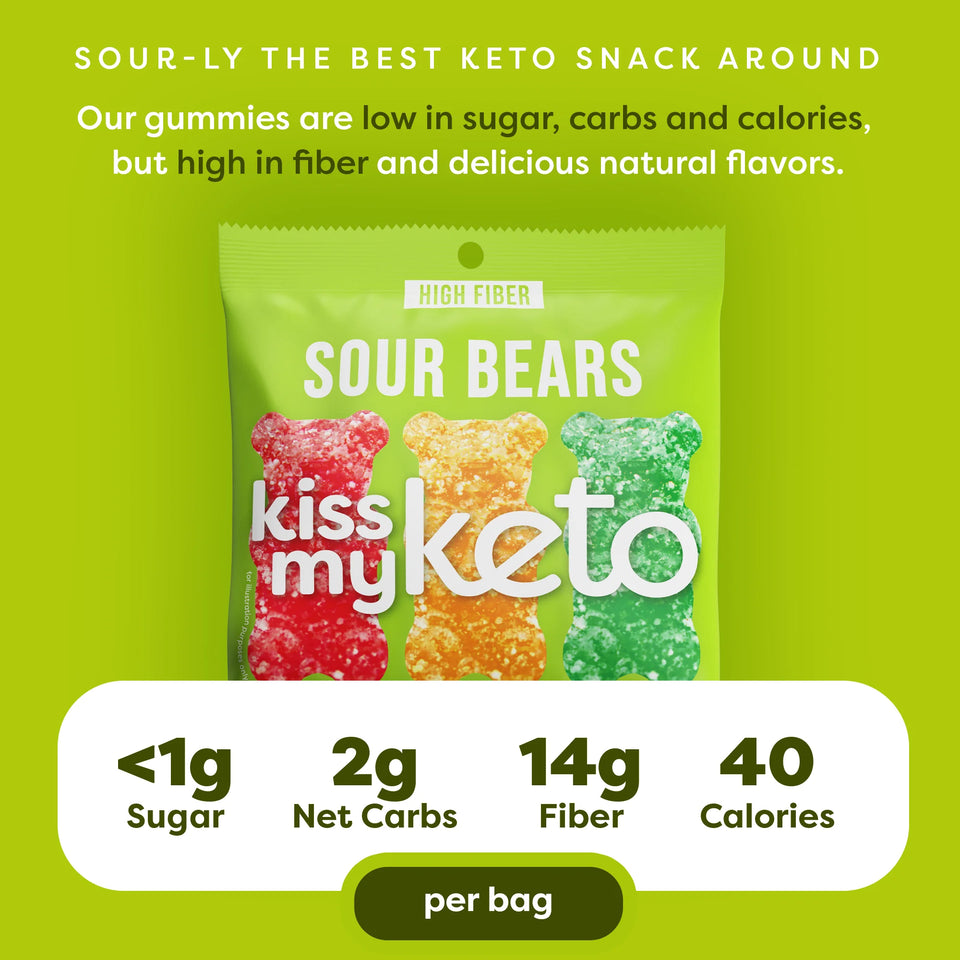 Gummy Candy, Sour Bears, 8 Bags, 0.88 Oz (25 G)
