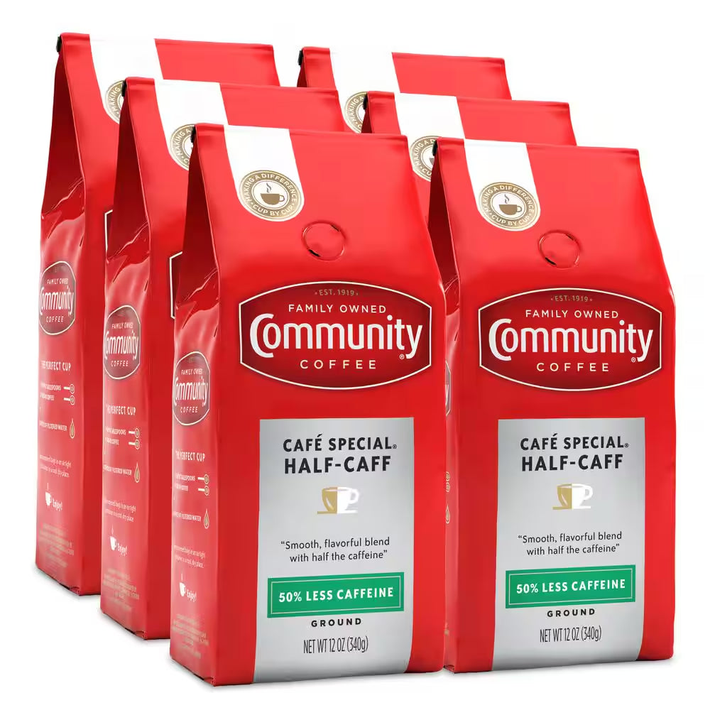 12 Oz. Half-Caff Medium-Dark Roast Premium Ground Coffee (6-Pack)