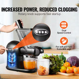Slow Masticating Juicer, 2-Speed Mode Cold Press Juicer Machine with Reverse Function, Quiet Motor Slow Juicer