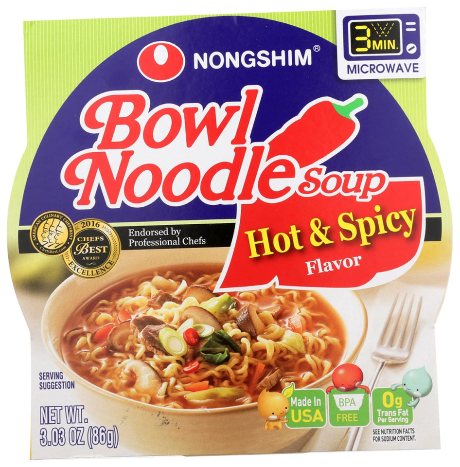 (2 Pack)  Bowl Noodle Hot & Spicy Ramen Noodle Soup Bowl, 3.03Oz X 12, Shelf-Stable