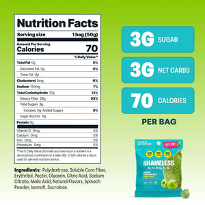 s - Healthy Low Calorie Snacks, Low Carb Keto Gummies (Gluten Free & Non GMO Candy) - 6 Pack Green Apple Blast