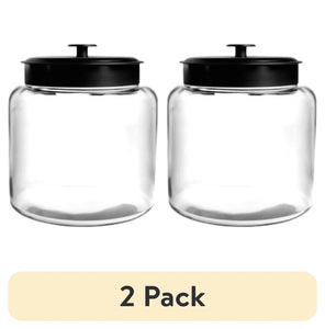 (2 Pack)  Montana Glass Jar with Black Metal Lid, 64 Ounce