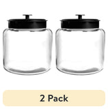 (2 Pack)  Montana Glass Jar with Black Metal Lid, 64 Ounce