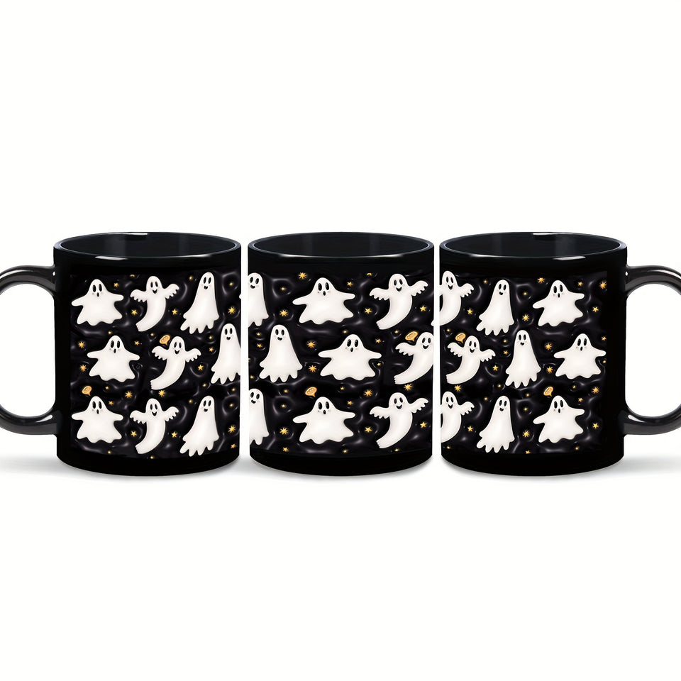 "Creepy Companion" Spooky Ghost Coffee Mug - 11Oz, Insulated Ceramic Cup For Hot & Cold Beverages, Perfect Halloween Gift For Friends, Family, And Coworkers Halloween Mug