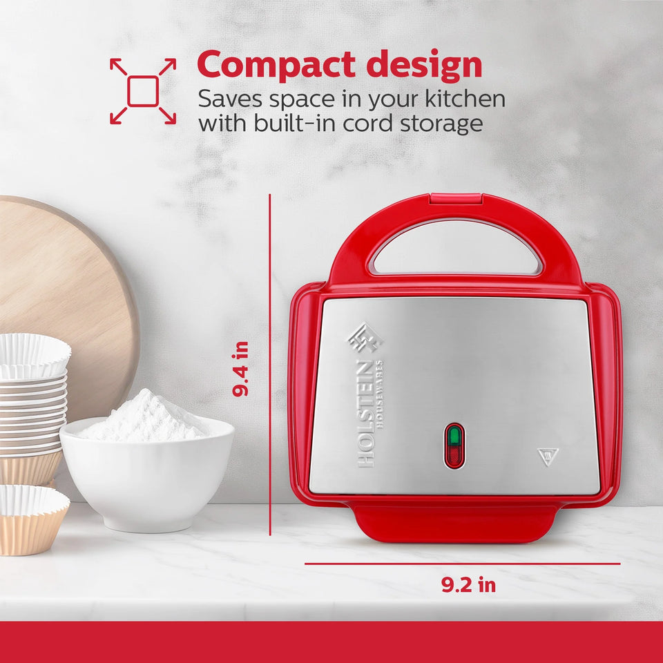 Non-Stick Cupcake Maker, Red - Makes 6 Full Size Cupcakes, Muffins, Cinnamon Buns - Birthdays, Holidays, and More, 800W
