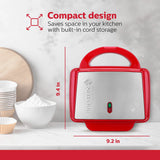 Non-Stick Cupcake Maker, Red - Makes 6 Full Size Cupcakes, Muffins, Cinnamon Buns - Birthdays, Holidays, and More, 800W