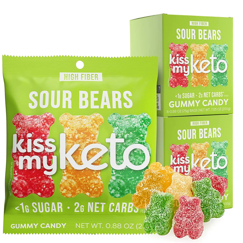 Gummy Candy, Sour Bears, 8 Bags, 0.88 Oz (25 G)