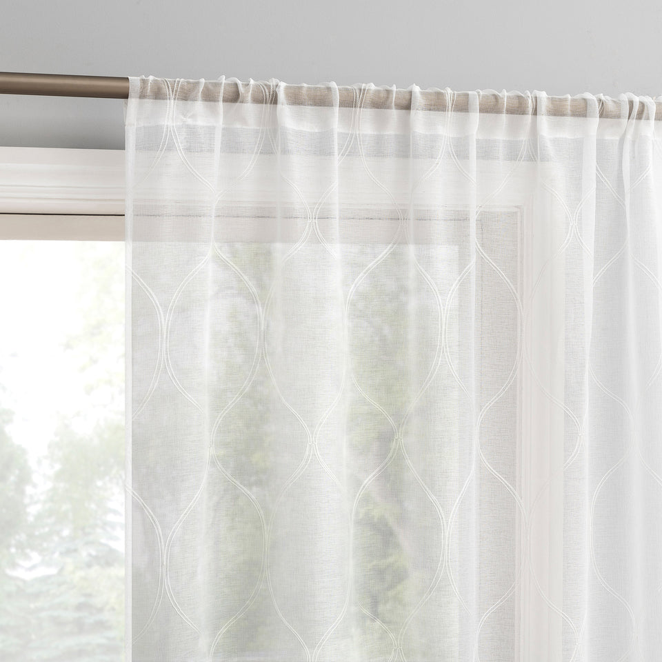 Portside Embroidered Trellis Sheer Curtains, 2-Pack