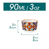 6-Piece 3 Oz. Porcelain Cupcake Pan Set Bohemian Creme Brulee Ramekins Souffle Dishes Dipping Sauce Ice Cream Bowls