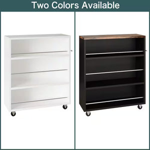 Movable Slim Storage Cart White Wooden Kitchen Cart with 3-Tier Adjustable Shelves Rolling Cart for Home Organizer