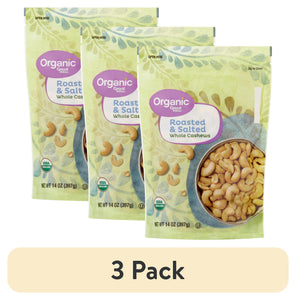 (3 Pack)  Organic Roasted & Salted Whole Cashews, 14 Oz