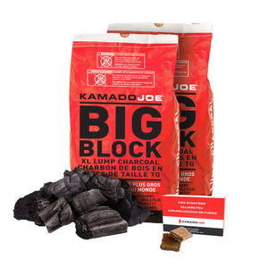 Big Block XL Lump Charcoal & Firestarter Bundle, 40 Lbs Charcoal & 24 Firestarters