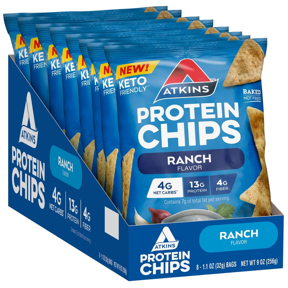 Ranch Flavored Protein Chips, Keto Friendly, Baked Not Fried, Ranch, 8 Count