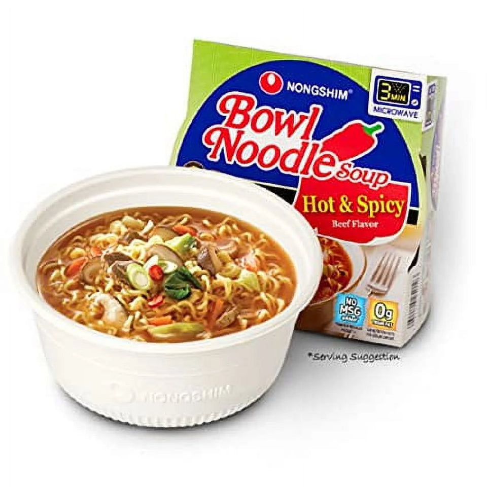 (2 Pack)  Bowl Noodle Hot & Spicy Ramen Noodle Soup Bowl, 3.03Oz X 12, Shelf-Stable