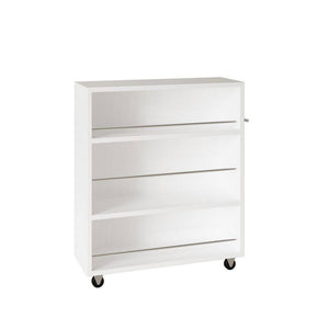 Movable Slim Storage Cart White Wooden Kitchen Cart with 3-Tier Adjustable Shelves Rolling Cart for Home Organizer