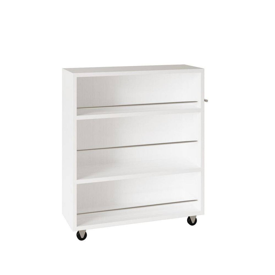 Movable Slim Storage Cart White Wooden Kitchen Cart with 3-Tier Adjustable Shelves Rolling Cart for Home Organizer