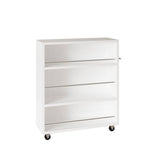 Movable Slim Storage Cart White Wooden Kitchen Cart with 3-Tier Adjustable Shelves Rolling Cart for Home Organizer