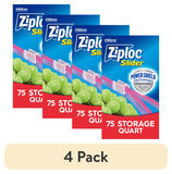 (4 Pack) ® Brand Storage Slider Quart Bags, Power Shield™ Technology, Expandable Bottom, 75 Count