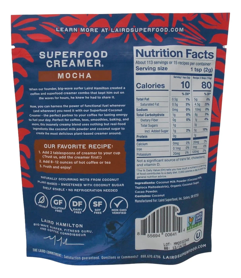 Laird Superfood Creamer 2 Flavor Variety (1) Each: Mocha with Cacao, Original Sweet & Creamy +  Zine