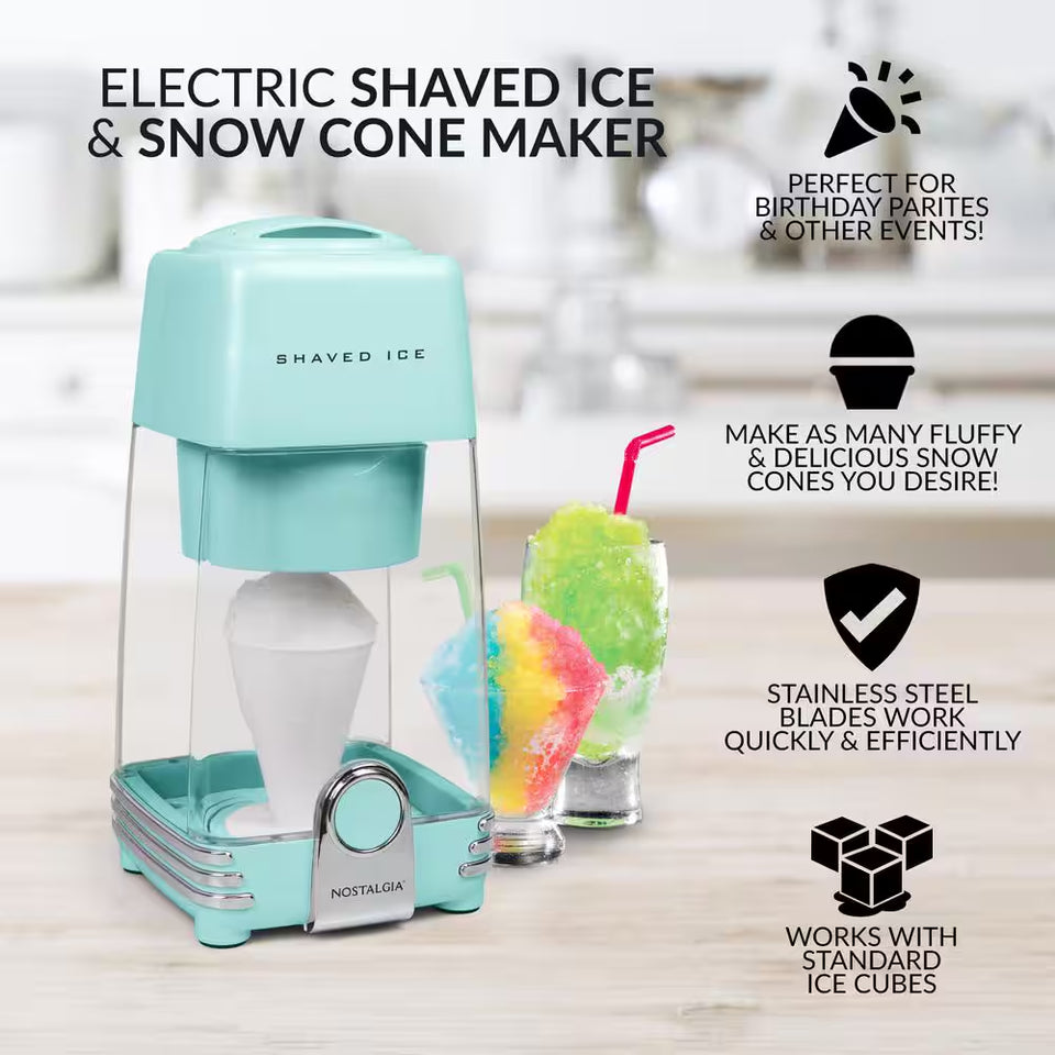 12 Oz. Electric Shaved Ice Snow Cone Machine in Aqua