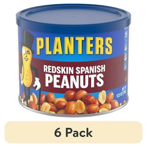 (6 Pack)  Redskin Spanish Peanuts, Roasted Salted Peanuts, Plant Based Protein, 12.5 Oz Steel Can