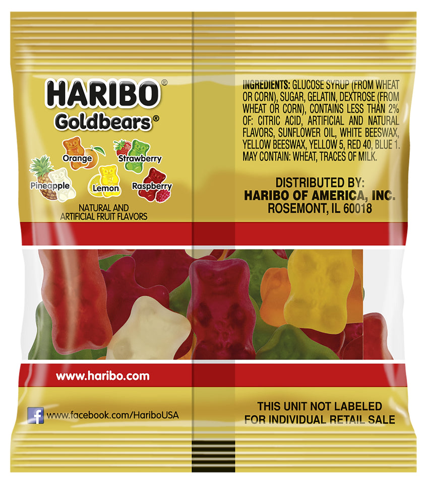 (2 Pack)  Goldbears Gummy Bears Original Assorted Fruit Flavor Candy Gummies, Candy Tub, 22.8Oz, 54Ct Mini Gummy Pouches