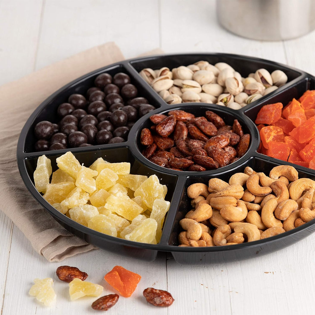 6 Sectional round Plastic Serving Tray/Platter (8, Black)