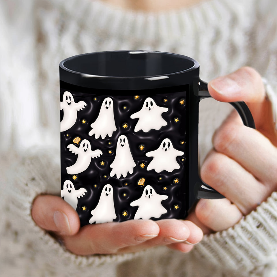 "Creepy Companion" Spooky Ghost Coffee Mug - 11Oz, Insulated Ceramic Cup For Hot & Cold Beverages, Perfect Halloween Gift For Friends, Family, And Coworkers Halloween Mug