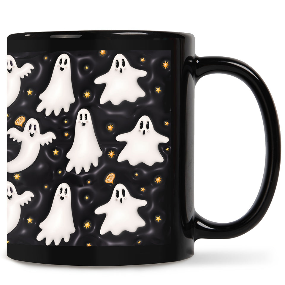 "Creepy Companion" Spooky Ghost Coffee Mug - 11Oz, Insulated Ceramic Cup For Hot & Cold Beverages, Perfect Halloween Gift For Friends, Family, And Coworkers Halloween Mug