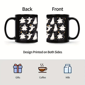 "Creepy Companion" Spooky Ghost Coffee Mug - 11Oz, Insulated Ceramic Cup For Hot & Cold Beverages, Perfect Halloween Gift For Friends, Family, And Coworkers Halloween Mug