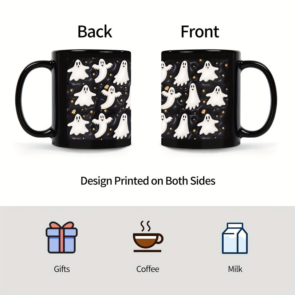 "Creepy Companion" Spooky Ghost Coffee Mug - 11Oz, Insulated Ceramic Cup For Hot & Cold Beverages, Perfect Halloween Gift For Friends, Family, And Coworkers Halloween Mug