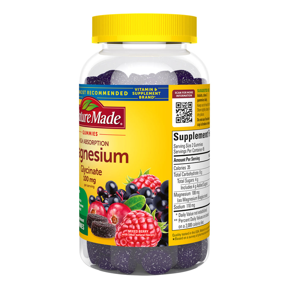 Magnesium Glycinate 100 Mg Gummies, 90 Gummies