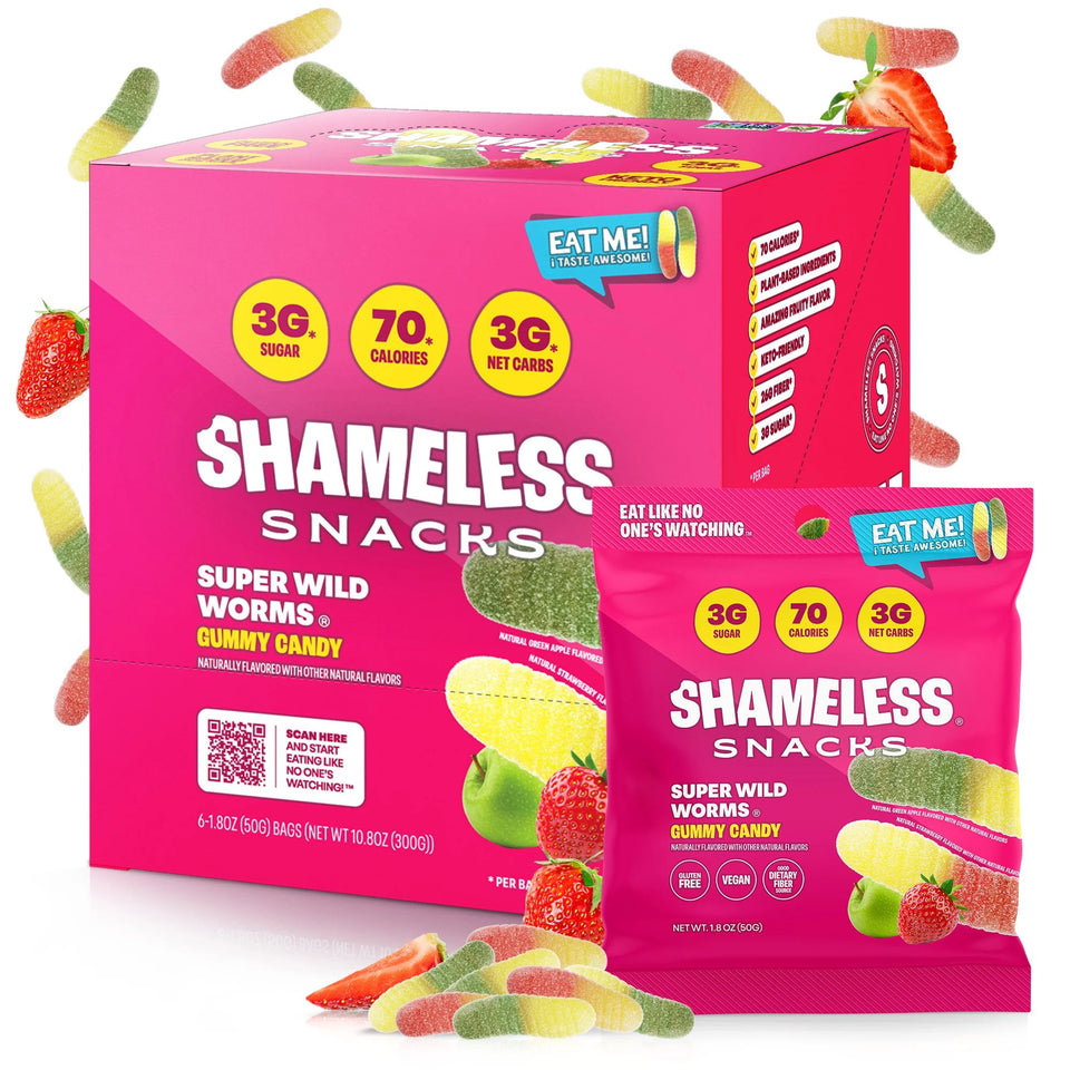 s - Healthy Low Calorie Snacks, Low Carb Keto Gummies (Gluten Free & Non GMO Candy) - 6 Pack Green Apple Blast