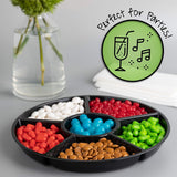 6 Sectional round Plastic Serving Tray/Platter (8, Black)