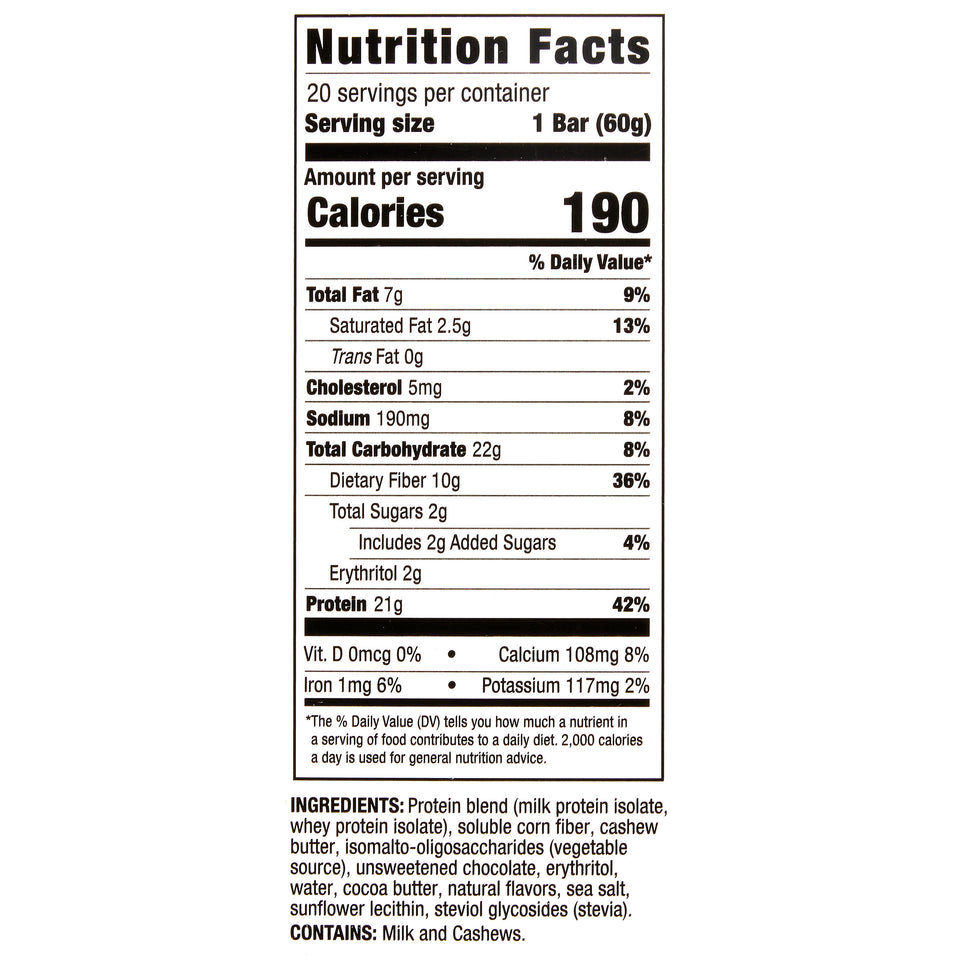 Protein Bars Chocolate Chip Cookie Dough 2.12 Oz., 20-Count
